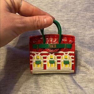 Red & Green Croc Embossed Micro Tiny Birkin-Like House Purse Bag Charm